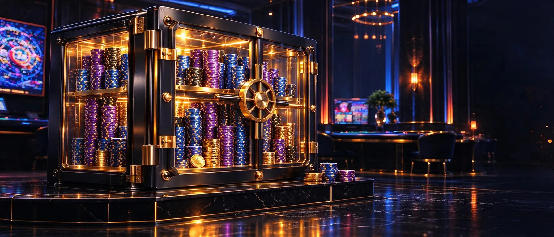 Full-bleed atmospheric backdrop behind the welcome-offer copy: a casino table, live studio or prize scene with quiet, low-detail areas so headline text stays readable; never slot machines or reels. For sportsbook or sports pages choose the matching sport preset (an empty arena, court or rink).